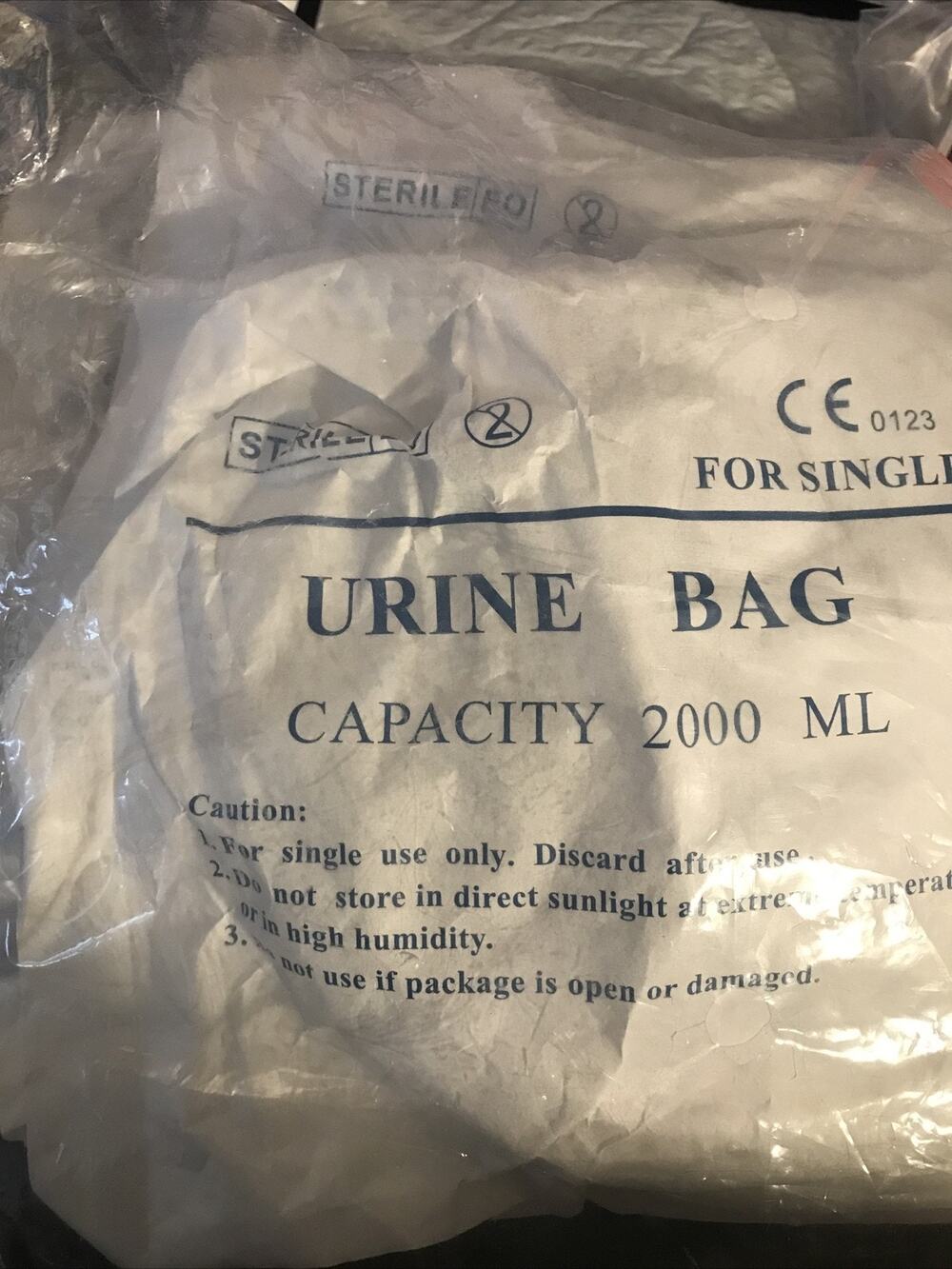 5 Pack Sealed 2000ML Catheter Bags, Urinary Drainage Urine Bags Exp 6/2030